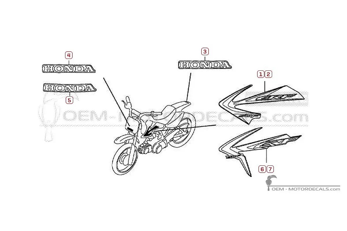 Pegatinas para Honda CRF50F 2014 • Honda Pegatinas OEM