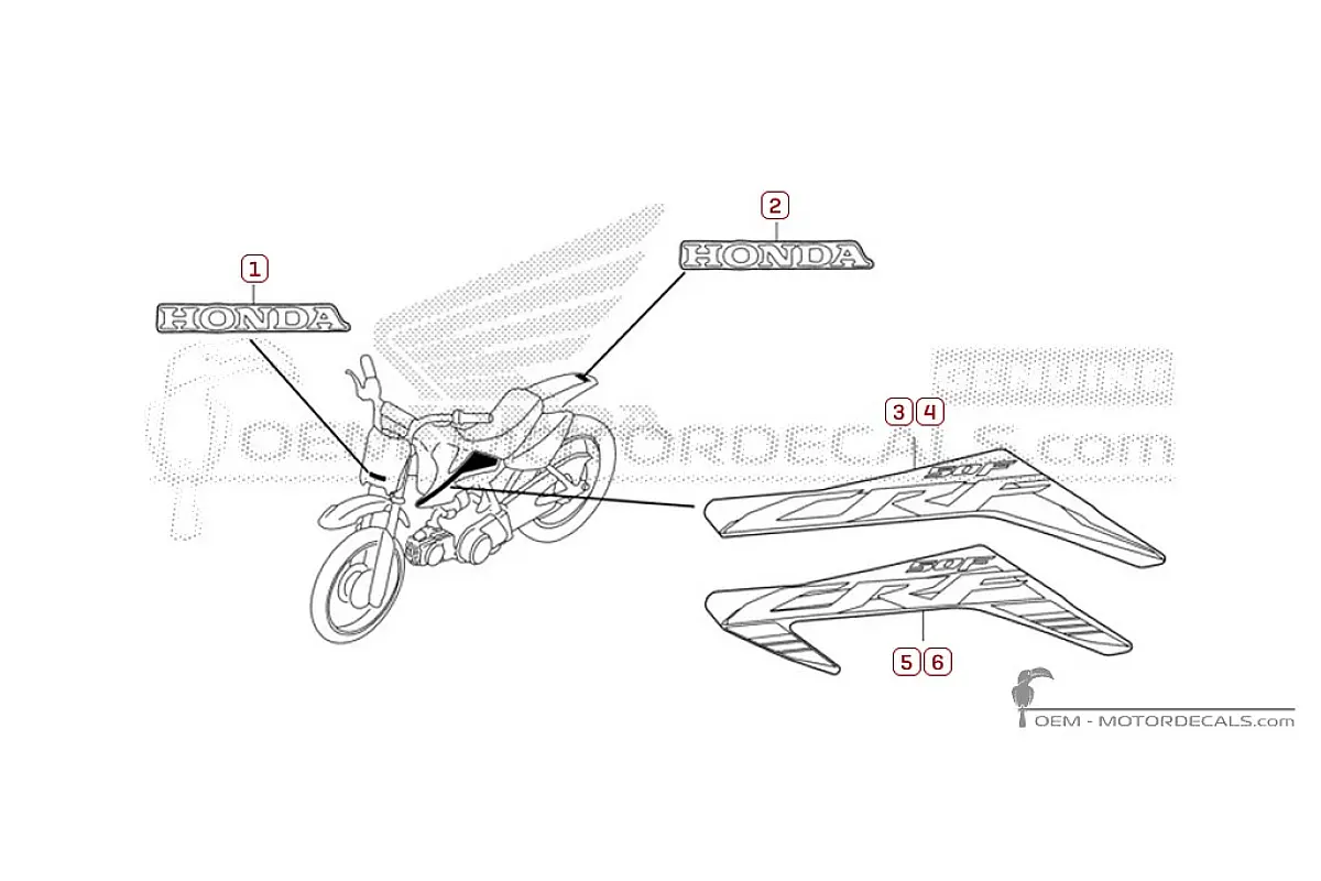 Pegatinas para Honda CRF50F 2023 • Honda Pegatinas OEM
