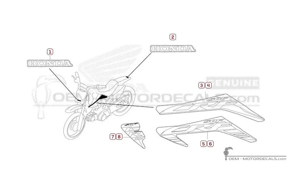 Pegatinas para Honda CRF50F 2025 • Honda Pegatinas OEM