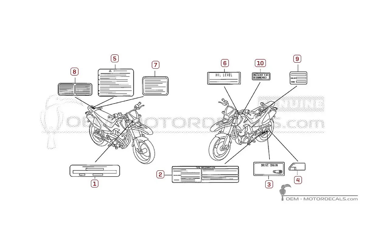 Adesivi per Etichette di avvertenza • Honda Adesivi OEM
