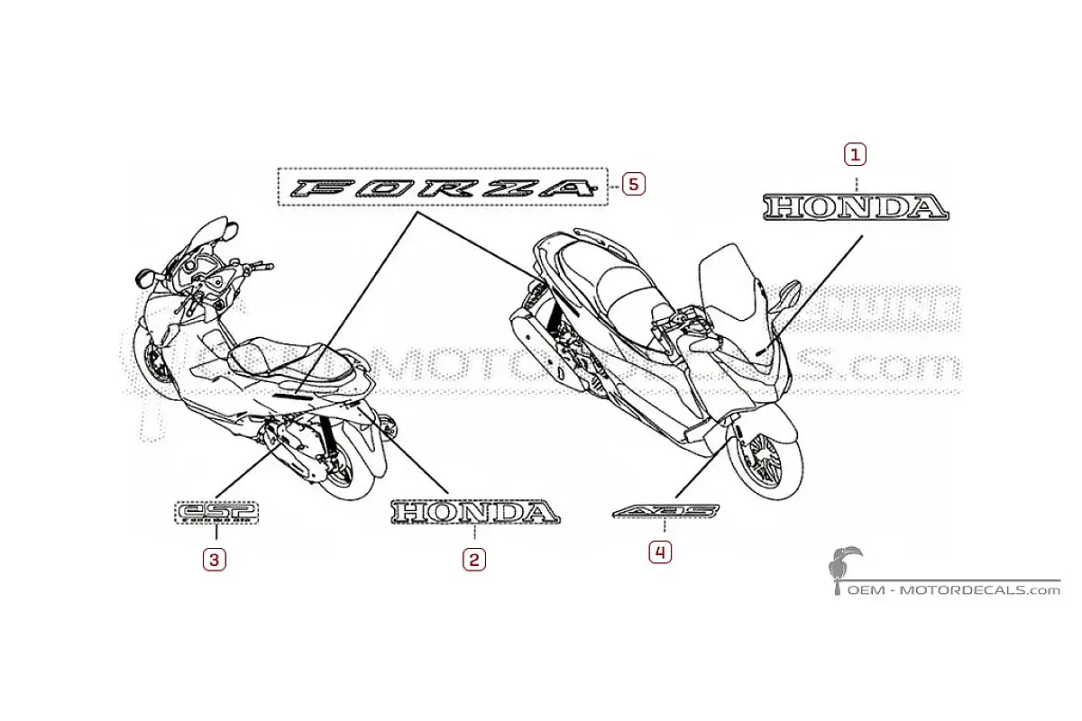 Decals for Honda FORZA 125 2017 • Honda OEM Decals