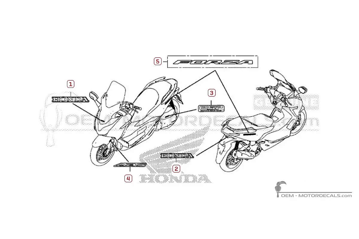 Decals for Honda FORZA 125 2020 • Honda OEM Decals