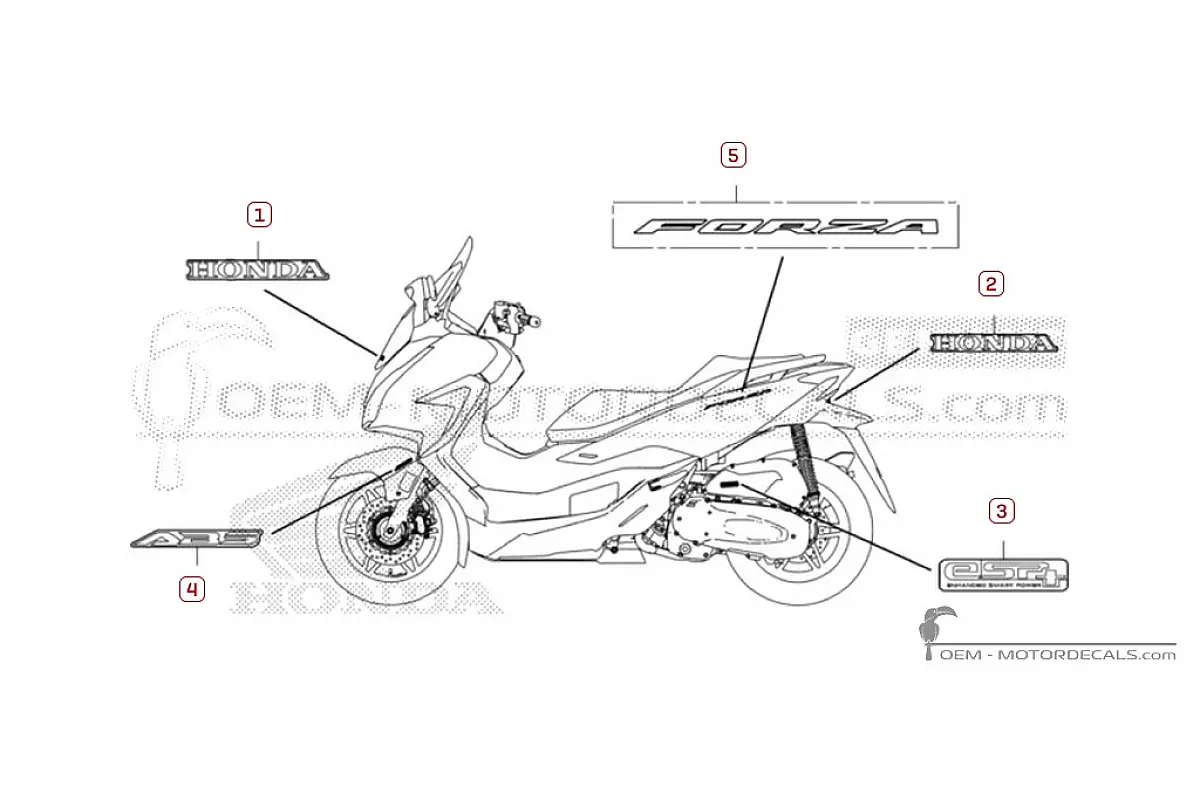 Adesivi per Honda FORZA 125 2023 • Honda Adesivi OEM