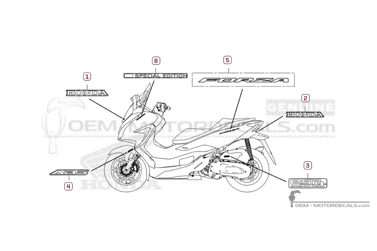Naklejki do Honda FORZA 125 Special Edition 2024 • Honda Naklejki OEM