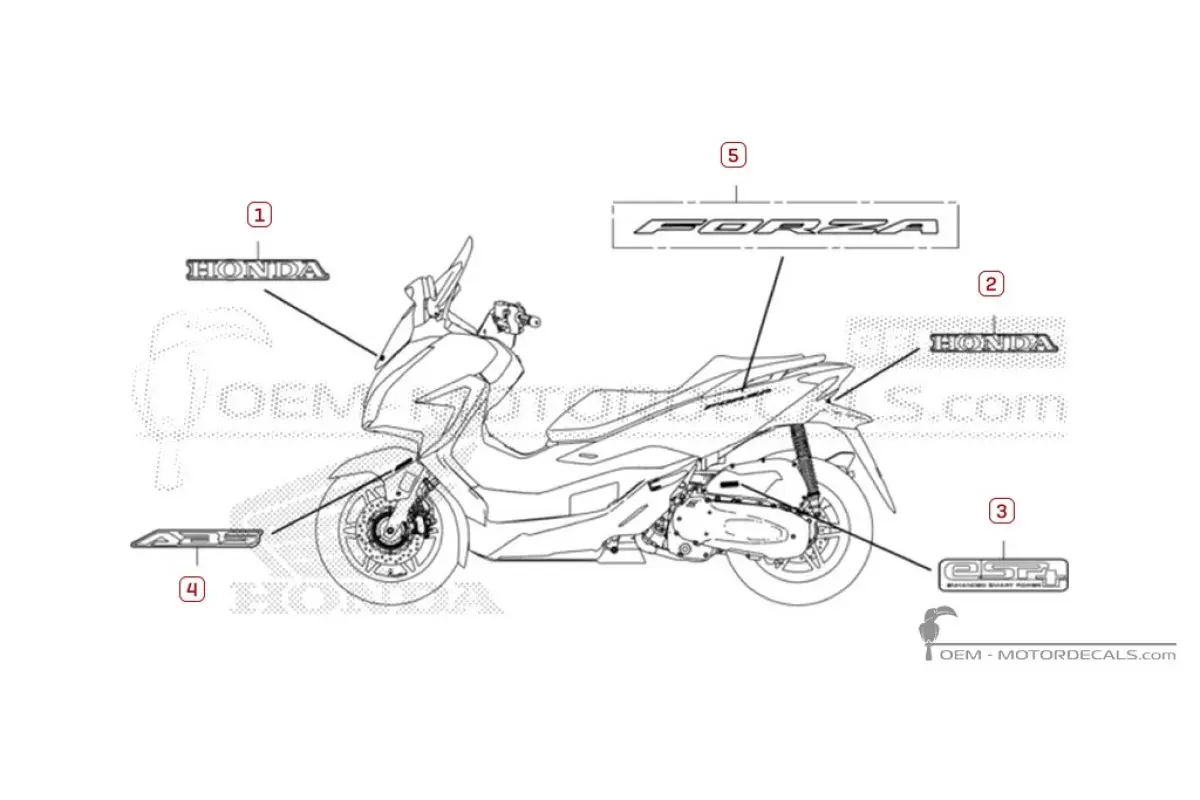 Autocollants pour Honda FORZA 125 2024 • Honda Autocollants OEM