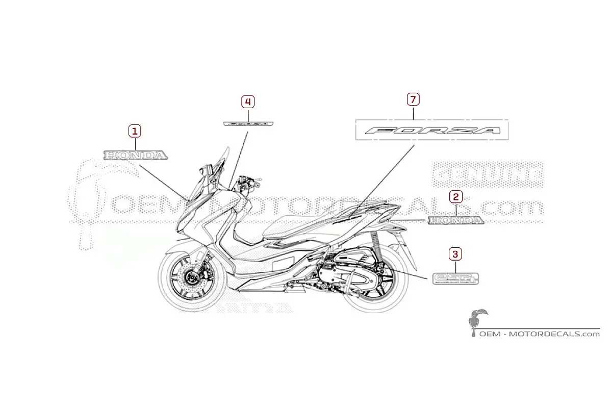 Decals for Honda FORZA 125 2025 • Honda OEM Decals