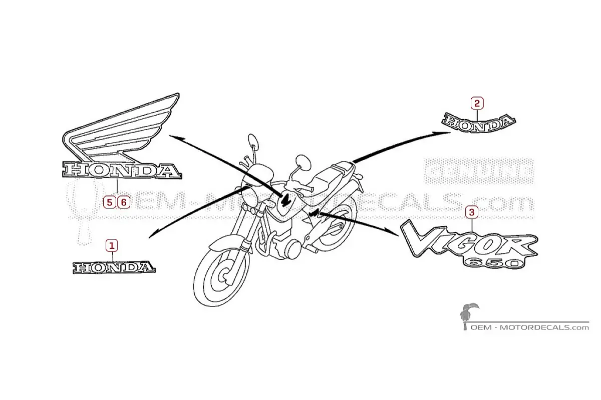 Decals for Honda FX650 VIGOR 1999 • Honda OEM Decals