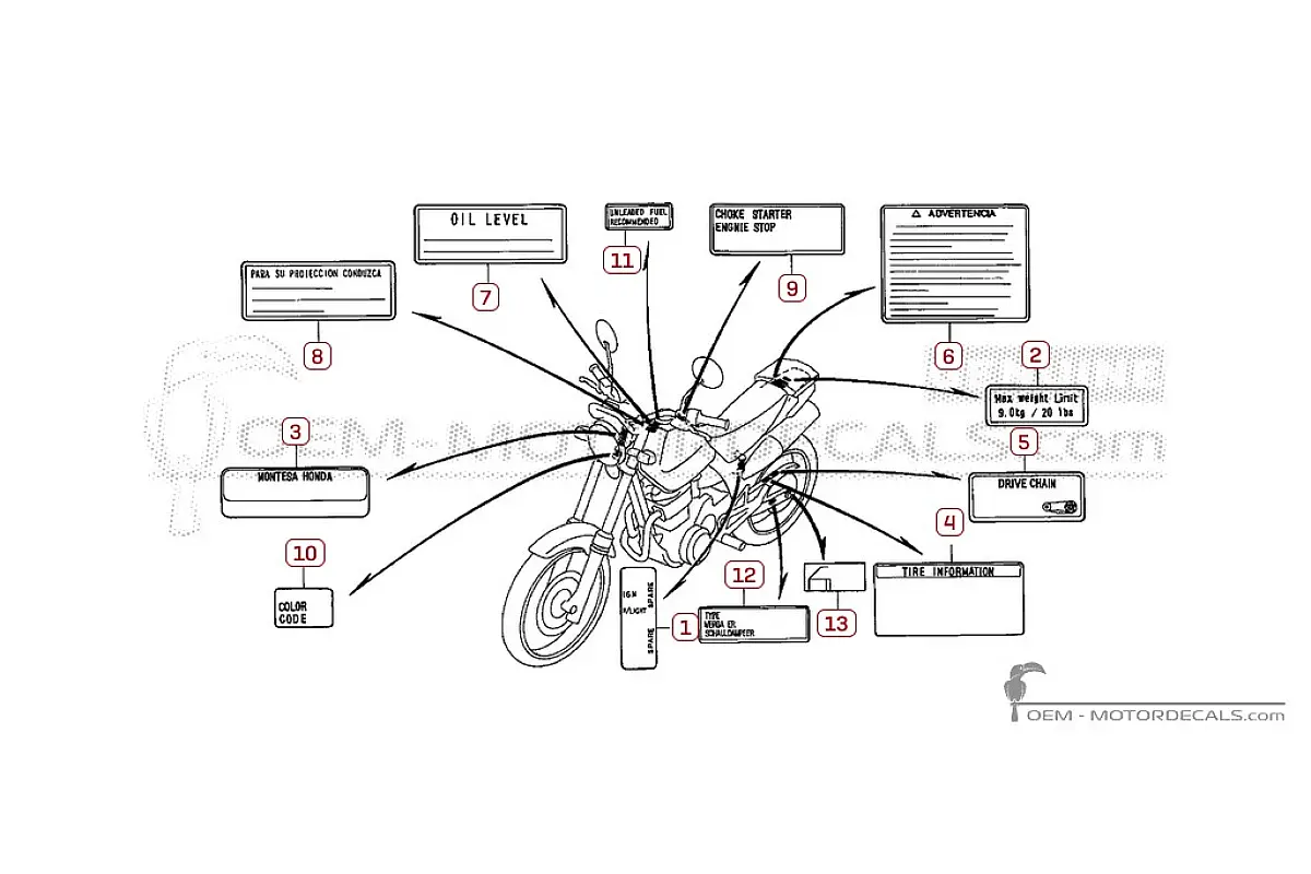 Aufkleber für Warnhinweise • Honda OEM-Aufkleber