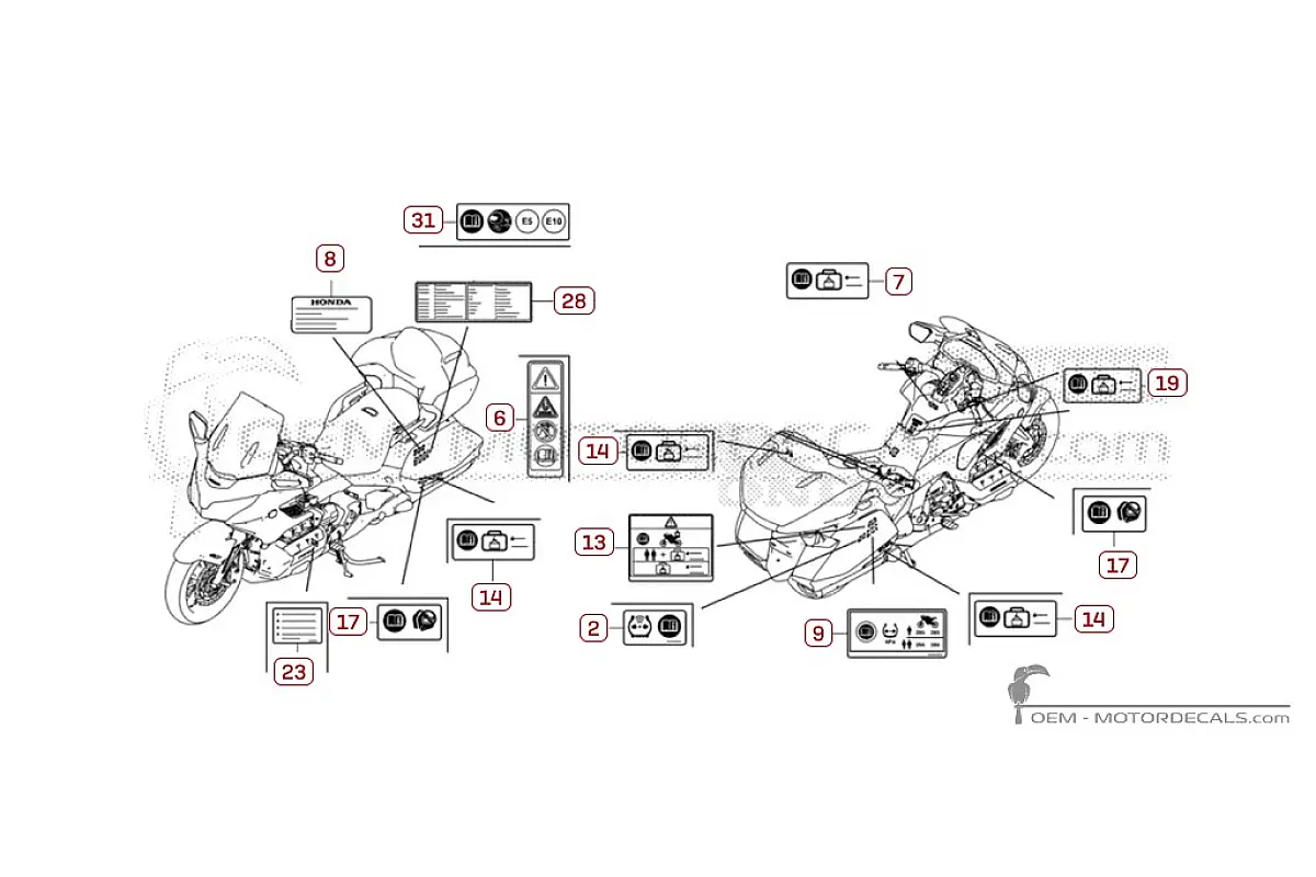 Naklejki do Naklejki ostrzegawcze • Honda Naklejki OEM