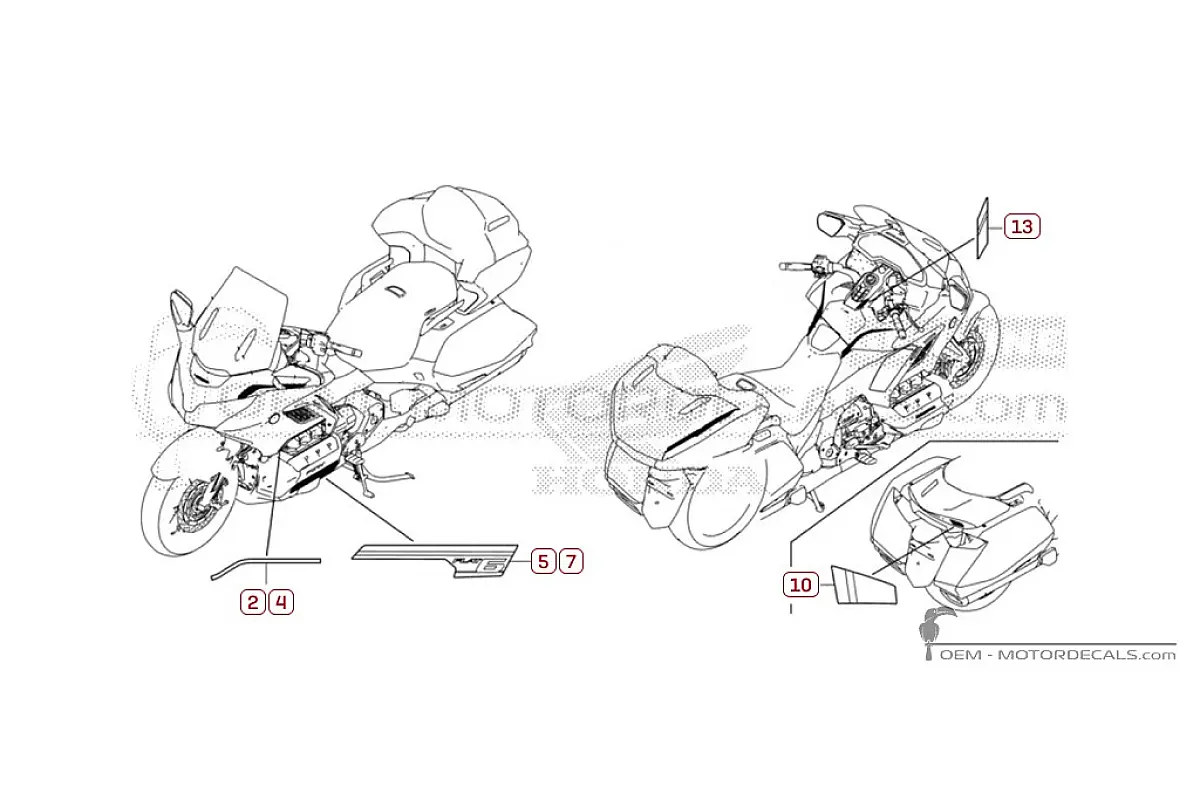 Decals for Honda GL1800 GOLD WING Bagger 2024 • Honda OEM Decals