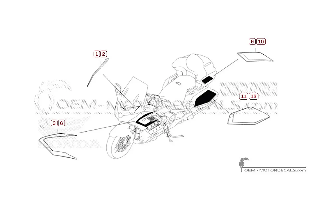 Autocollants pour Honda GL1800 GOLD WING 2025 • Honda Autocollants OEM