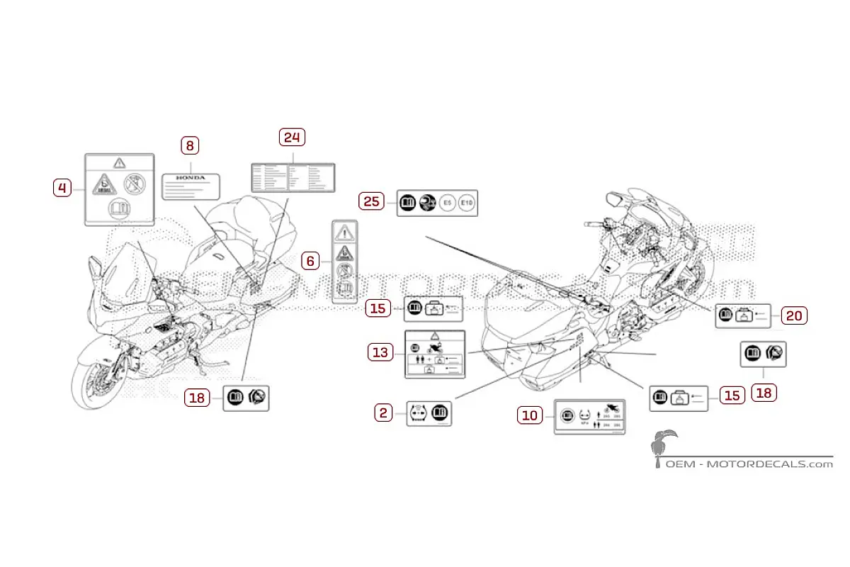 Naklejki do Naklejki ostrzegawcze • Honda Naklejki OEM