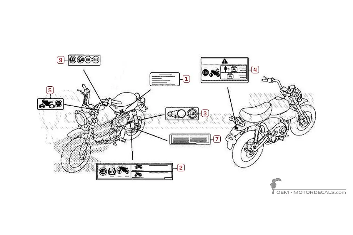 Aufkleber für Warnhinweise • Honda OEM-Aufkleber