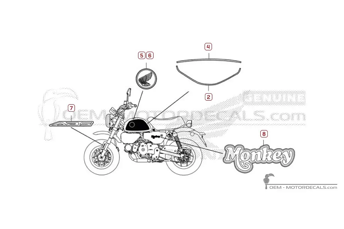 Stickers voor Honda MONKEY 2022 • Honda OEM Stickers