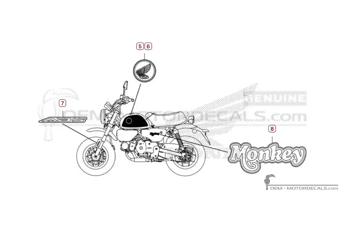 Adesivi per Honda MONKEY 2025 • Honda Adesivi OEM