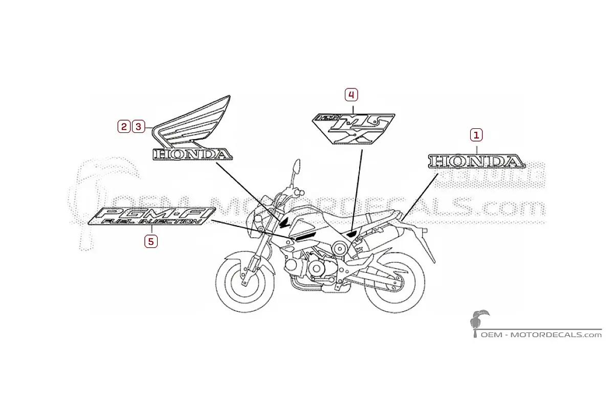 Pegatinas para Honda MSX125 GROM 2014 • Honda Pegatinas OEM