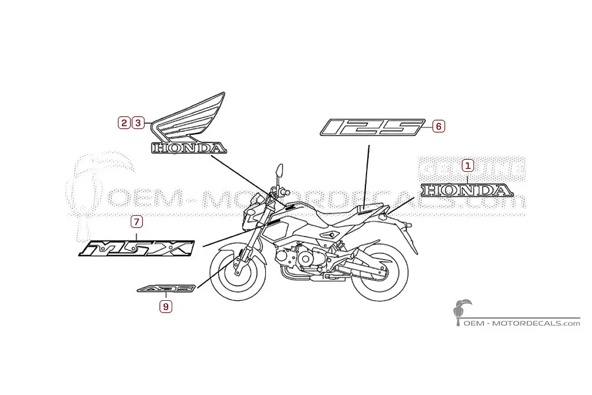 Aufkleber für Honda MSX125 GROM 2017 • Honda OEM-Aufkleber