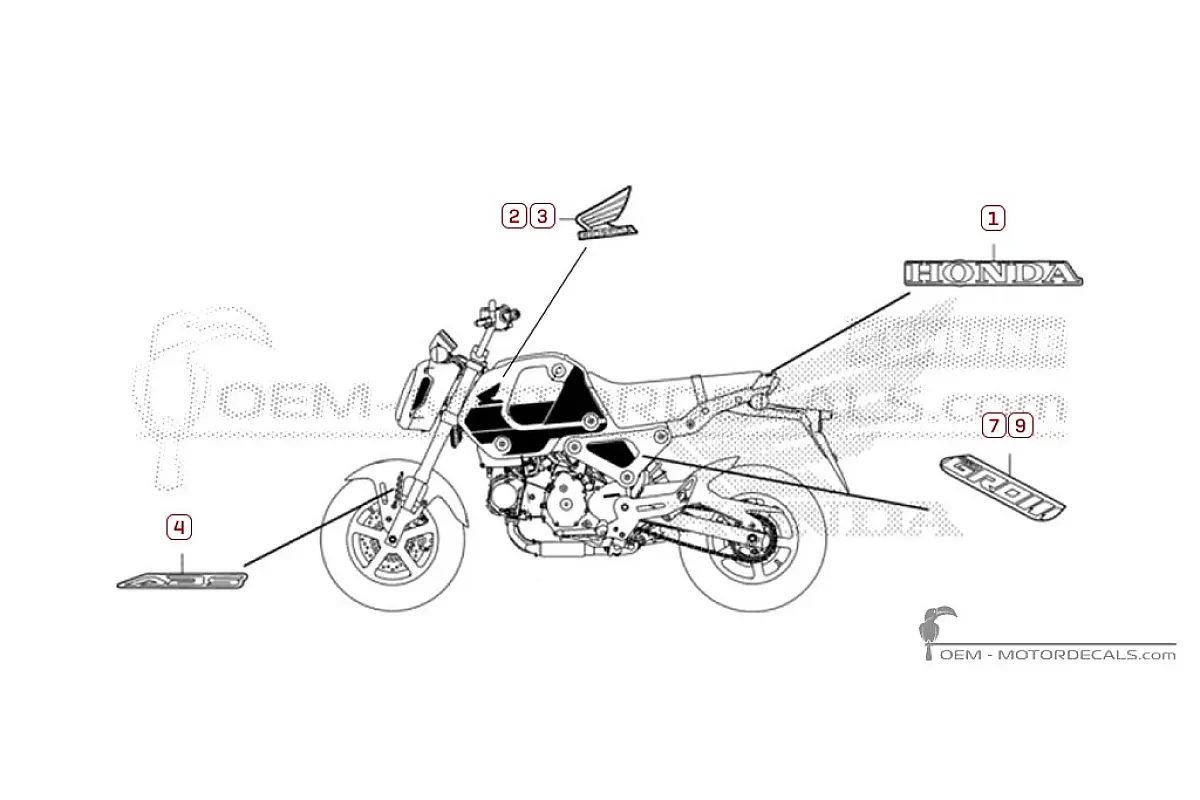 Pegatinas para Honda MSX125 GROM 2022 • Honda Pegatinas OEM