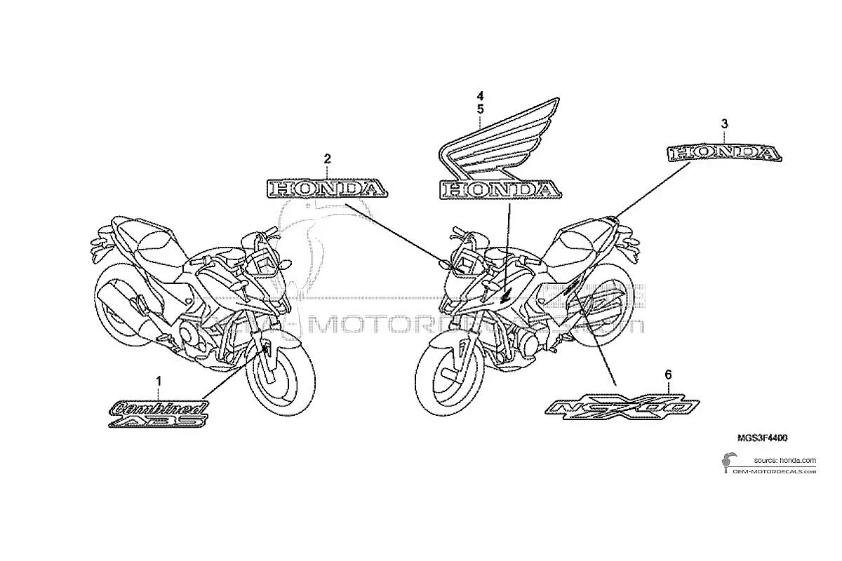 Decals for Honda NC700X 2013 - White • Honda OEM Decals