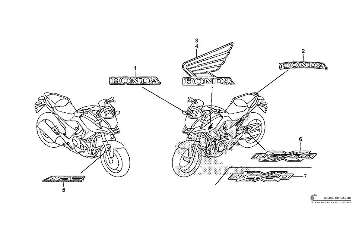 Decals for Honda NC750X 2014 - Black • Honda OEM Decals