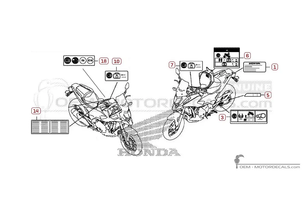 Adesivi per Etichette di avvertenza • Honda Adesivi OEM