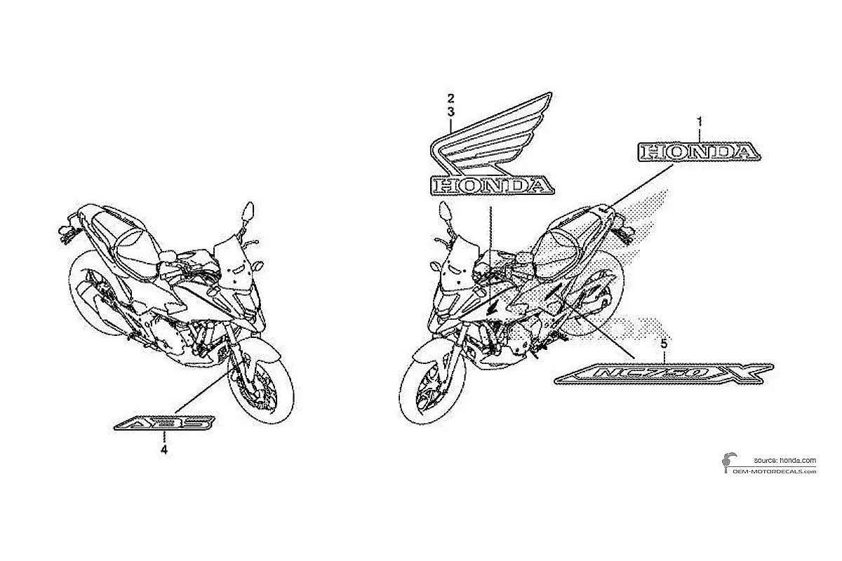 Aufkleber für Honda NC750X 2020 - Schwarz • Honda OEM-Aufkleber