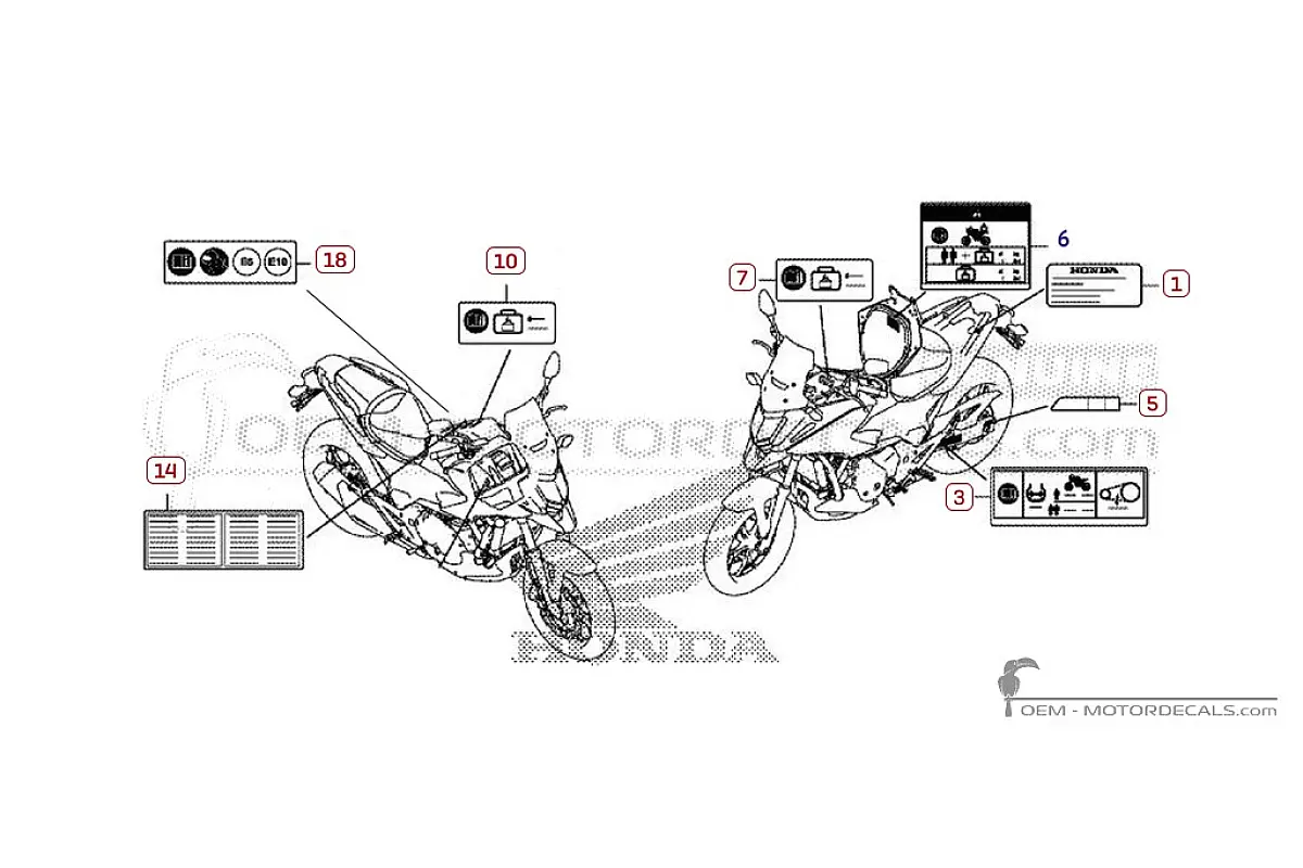 Pegatinas para Etiquetas de precaución • Honda Pegatinas OEM