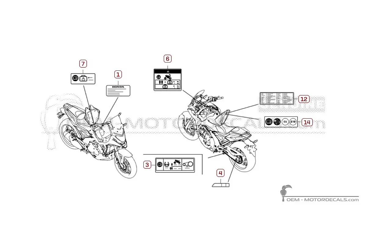 Adesivi per Etichette di avvertenza • Honda Adesivi OEM