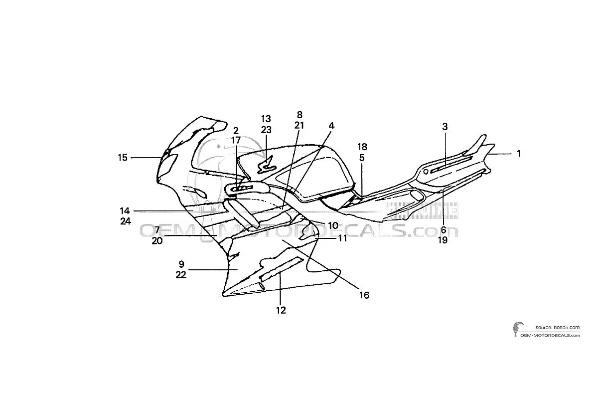 Stickers voor Honda NSR125 1995 - Wit • Honda OEM Stickers