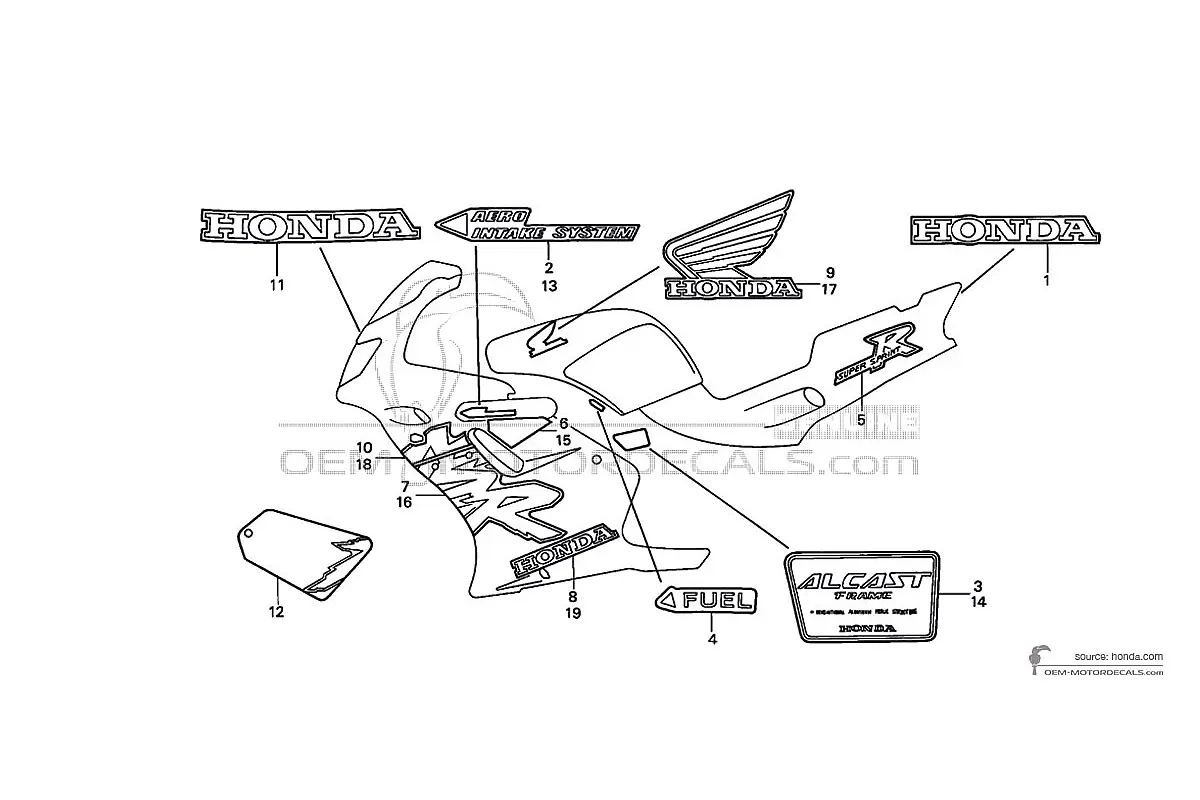 Aufkleber für Honda NSR125 1999 - Rot • Honda OEM-Aufkleber