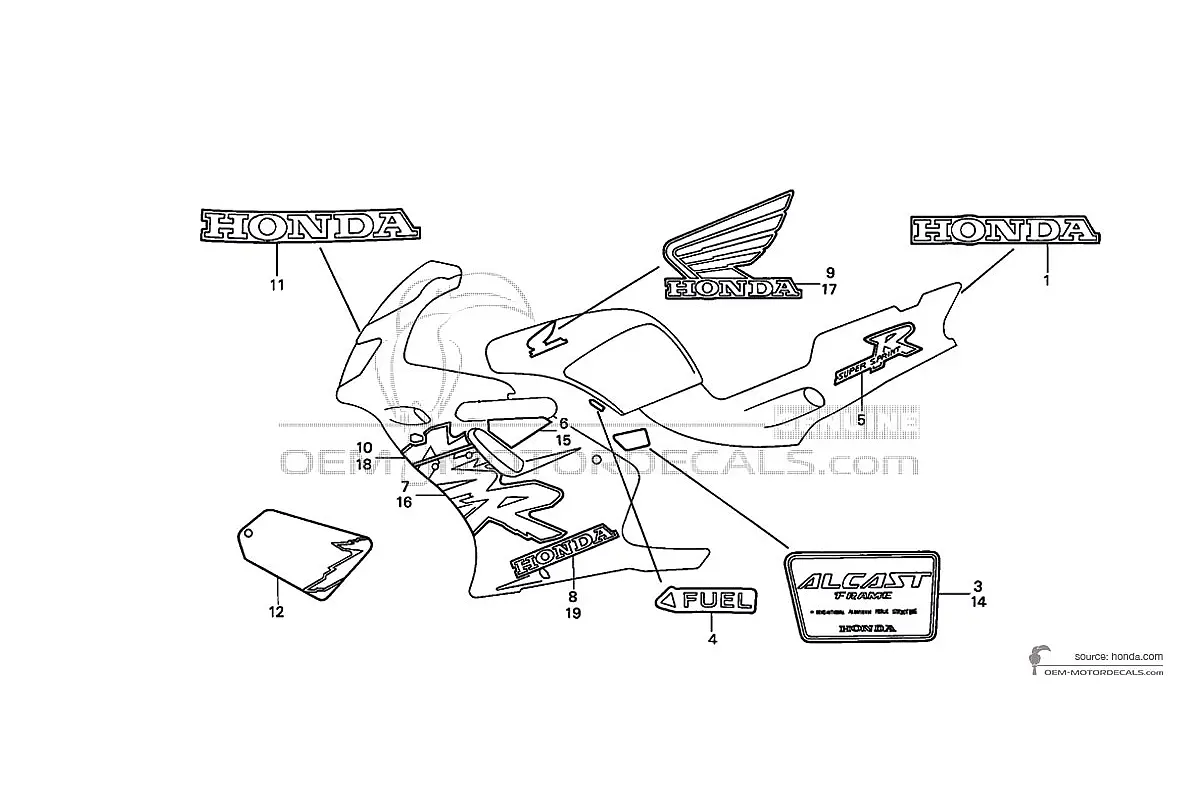 Stickers voor Honda NSR125 2000 - Zwart • Honda OEM Stickers