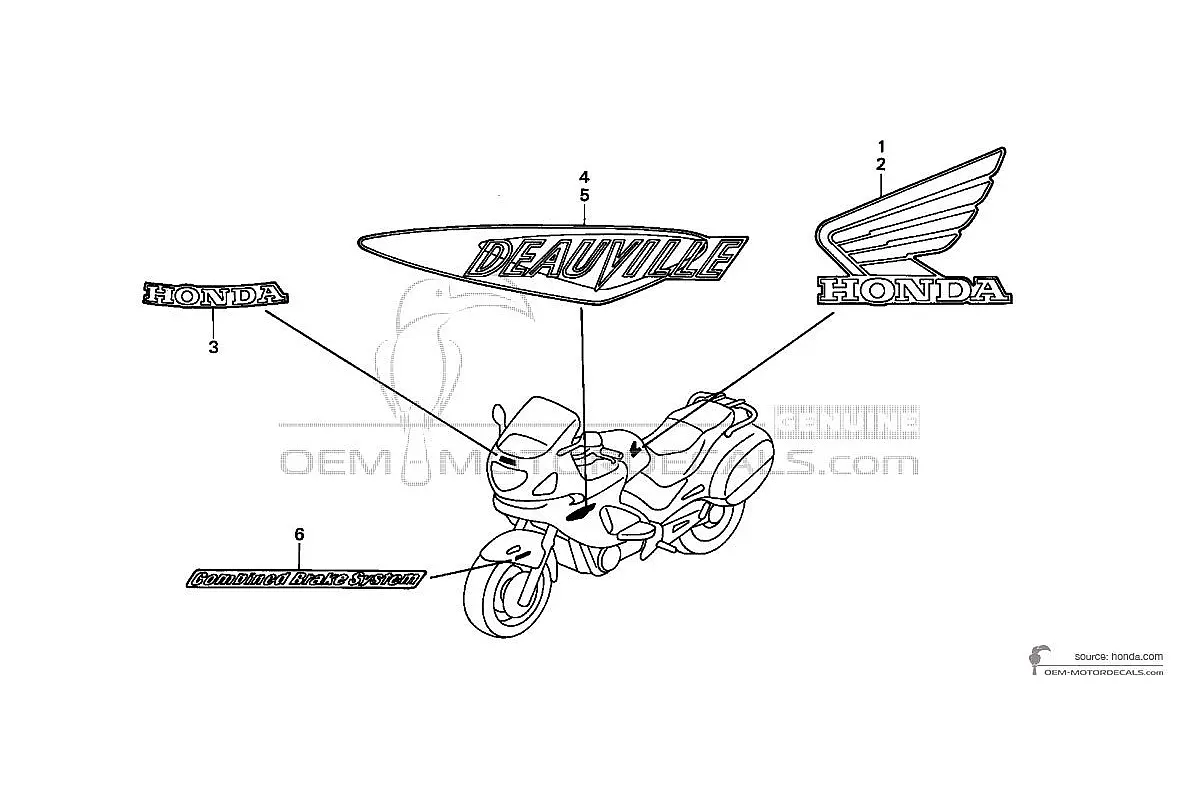 Stickers voor Honda NT650V DEAUVILLE 2002 - Rood • Honda OEM Stickers