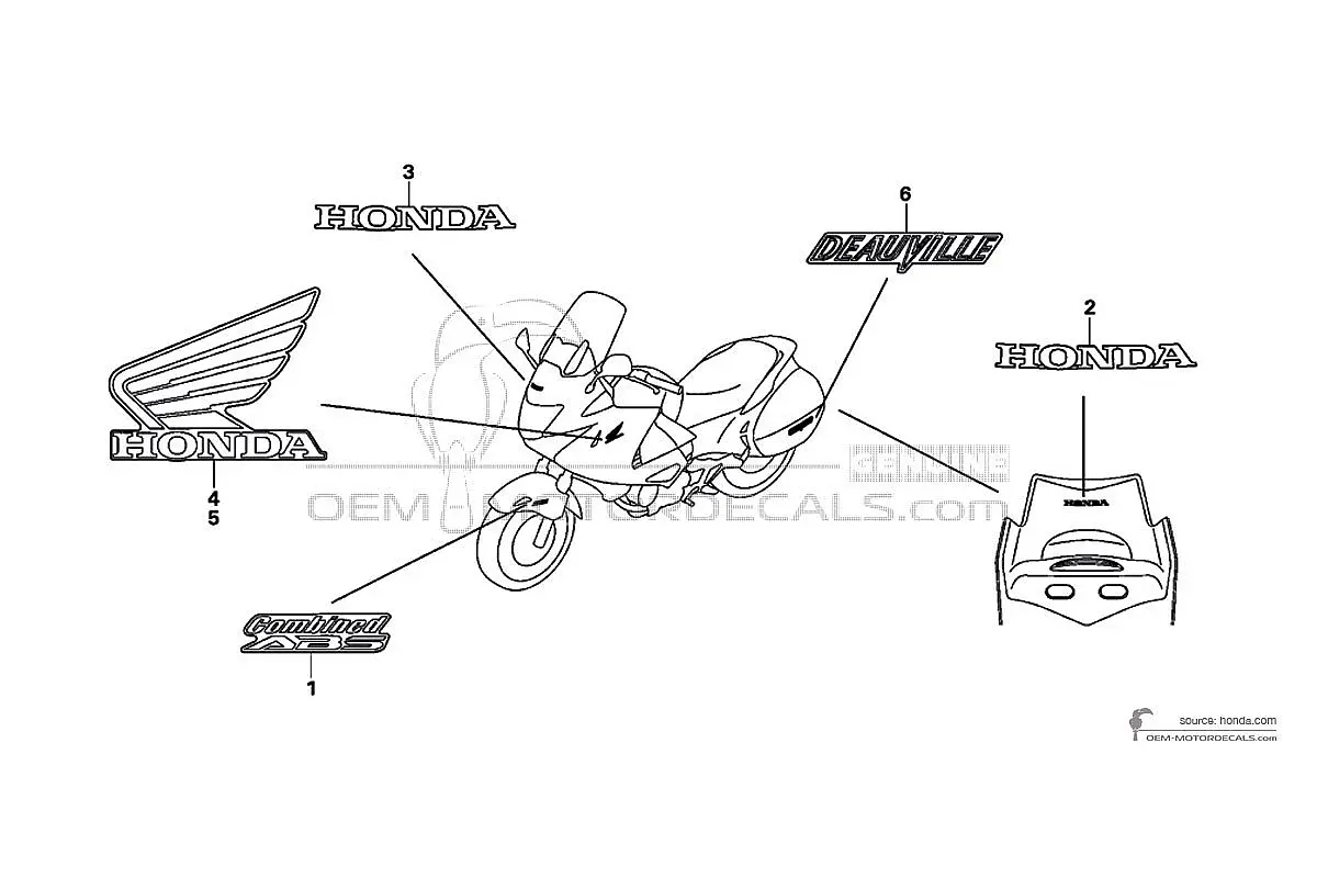 Decals for Honda NT700V DEAUVILLE 2011 - White • Honda OEM Decals