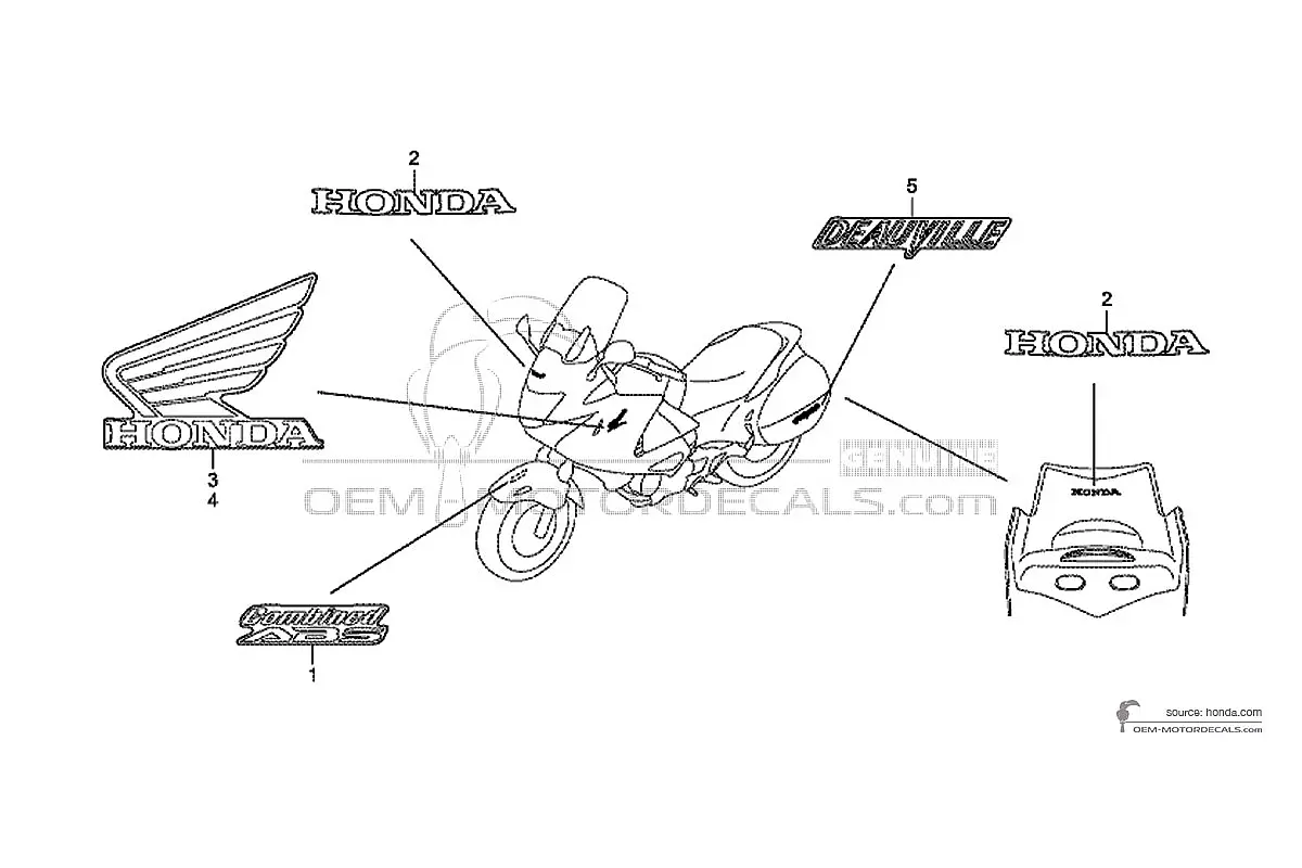 Decals for Honda NT700V DEAUVILLE 2011 - Red • Honda OEM Decals