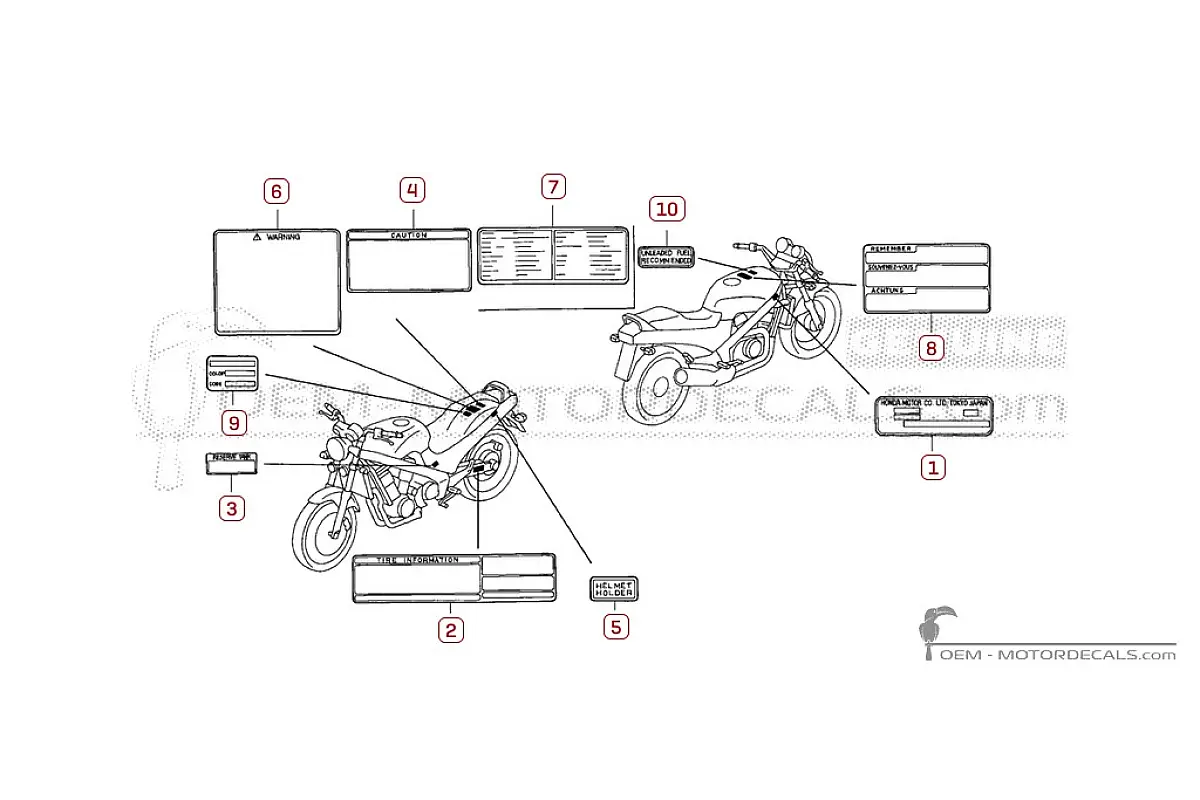 Stickers voor Waarschuwingslabels • Honda OEM Stickers