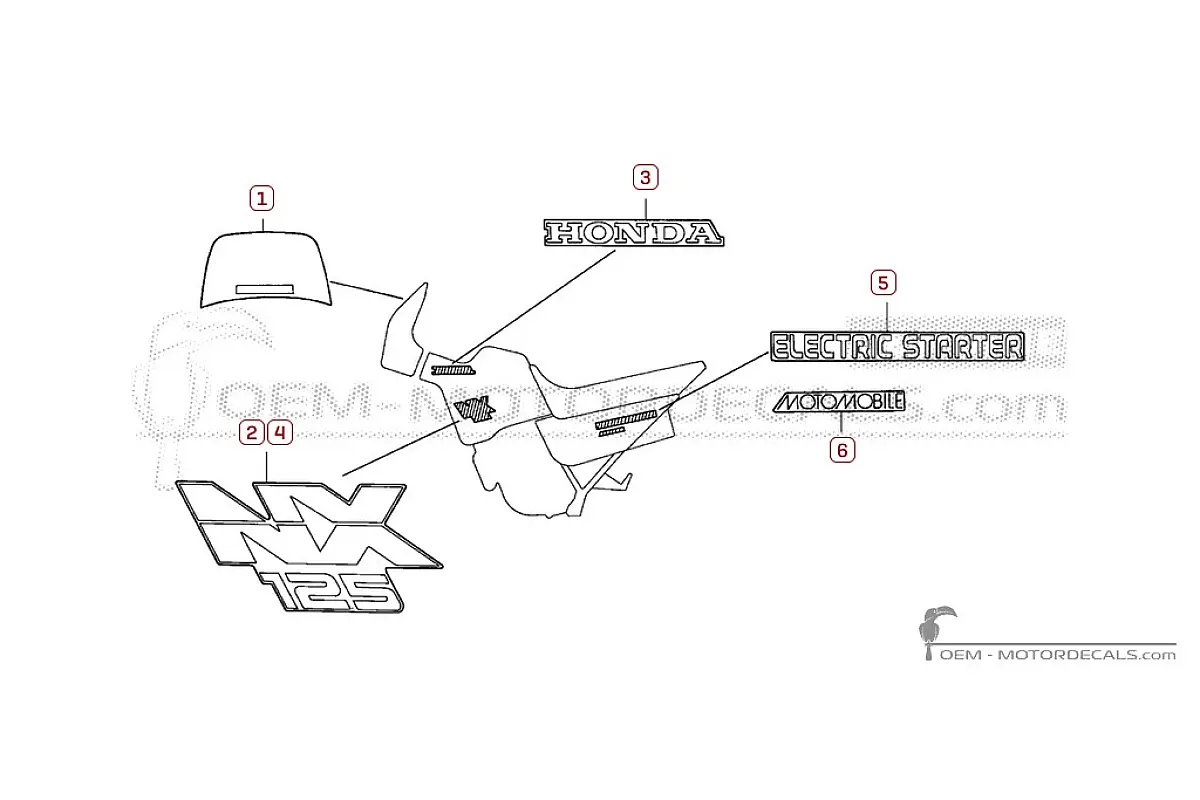 Aufkleber für Honda NX125 TRANSCITY 1989 • Honda OEM-Aufkleber