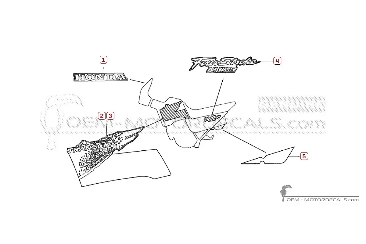 Aufkleber für Honda NX125 TRANSCITY 1997 • Honda OEM-Aufkleber