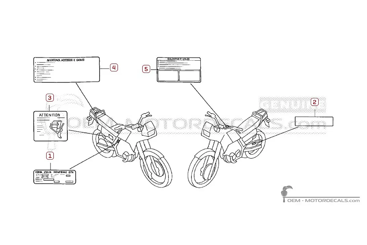 Aufkleber für Warnhinweise • Honda OEM-Aufkleber