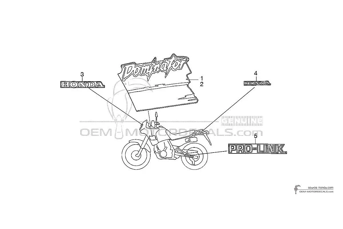 Stickers voor Honda NX650 DOMINATOR 1990 - Wit • Honda OEM Stickers