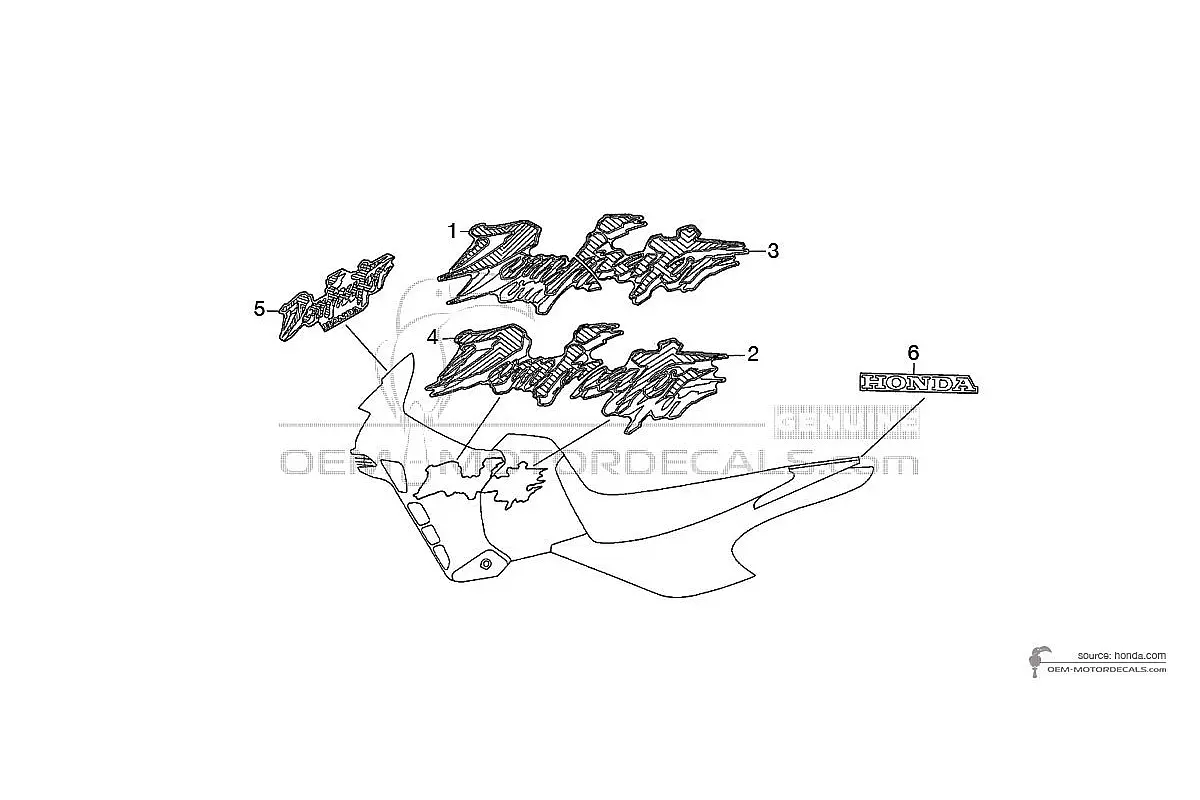 Stickers voor Honda NX650 DOMINATOR 1992 - Zwart • Honda OEM Stickers
