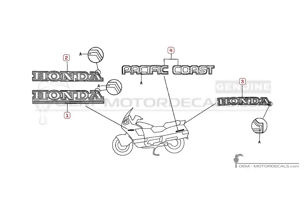 Adesivi per Honda PC800 1989 • Honda Adesivi OEM