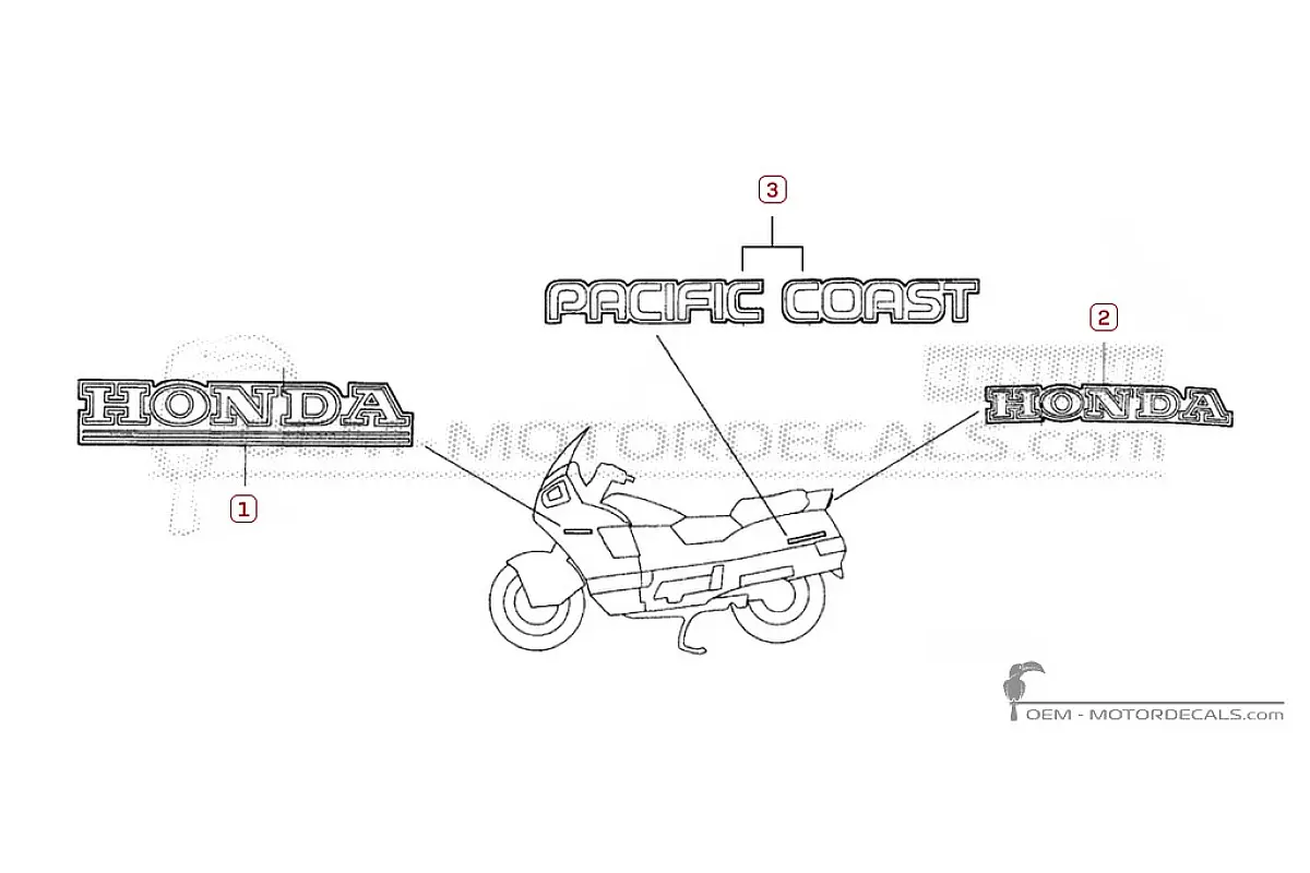 Stickers voor Honda PC800 1992 • Honda OEM Stickers