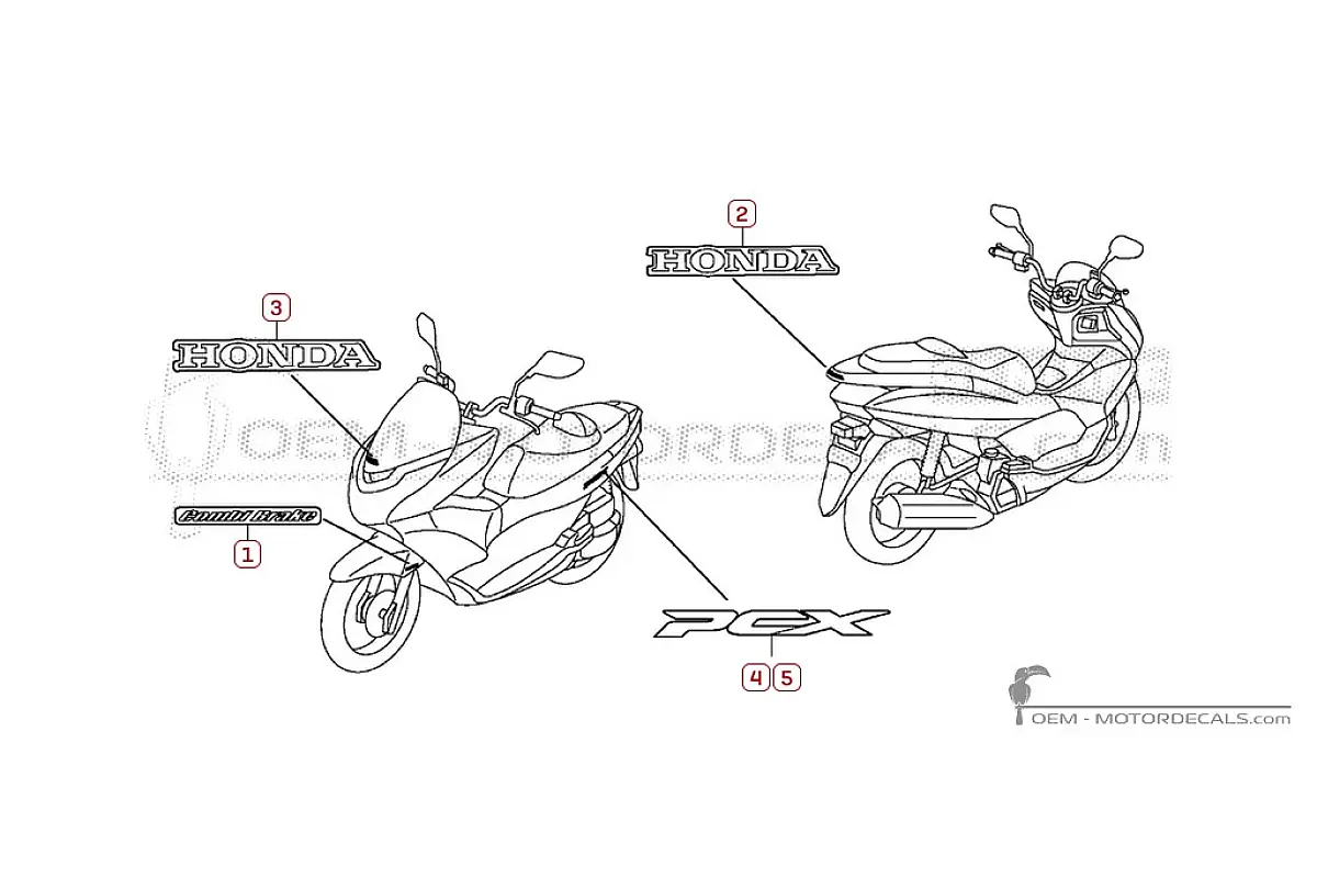 Pegatinas para Honda PCX125 2010 • Honda Pegatinas OEM