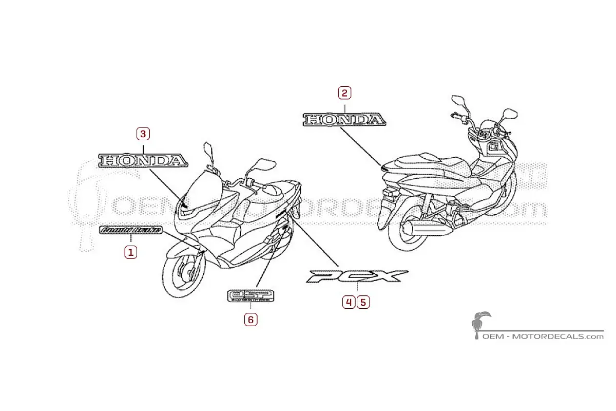Pegatinas para Honda PCX125 2012 • Honda Pegatinas OEM