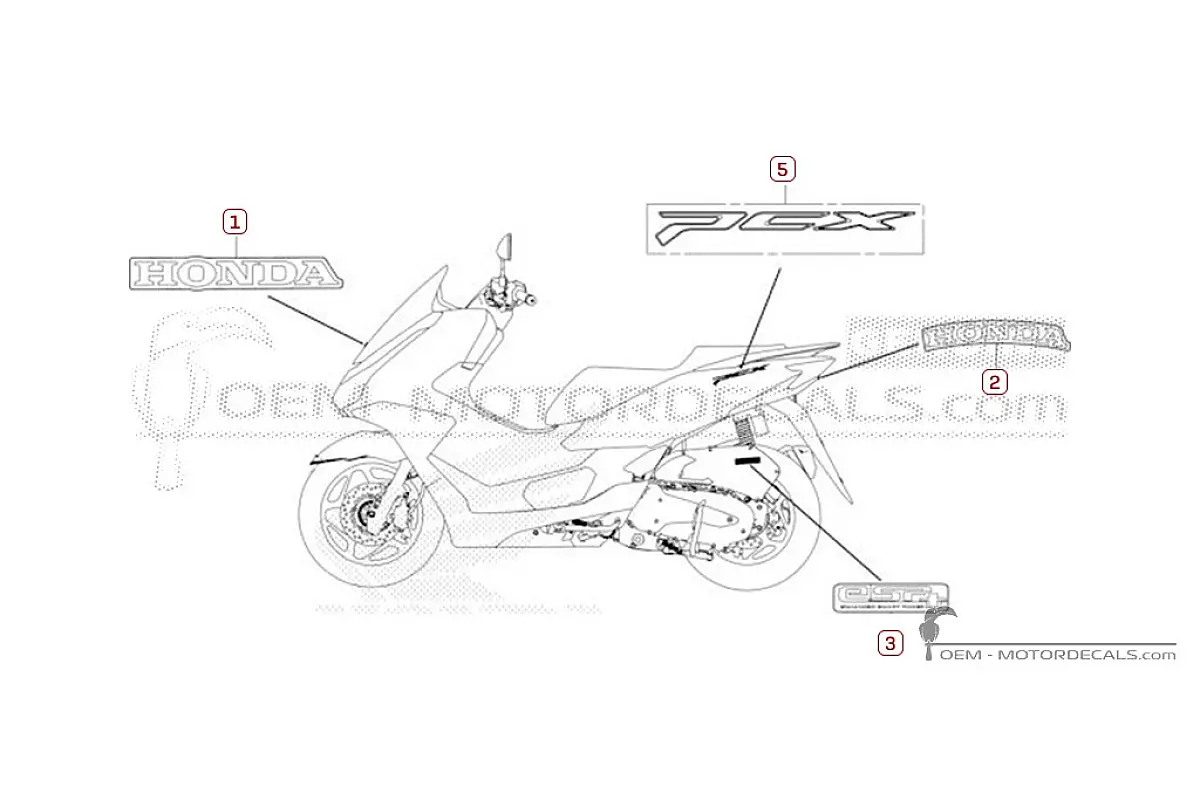 Adesivi per Honda PCX125 2025 • Honda Adesivi OEM