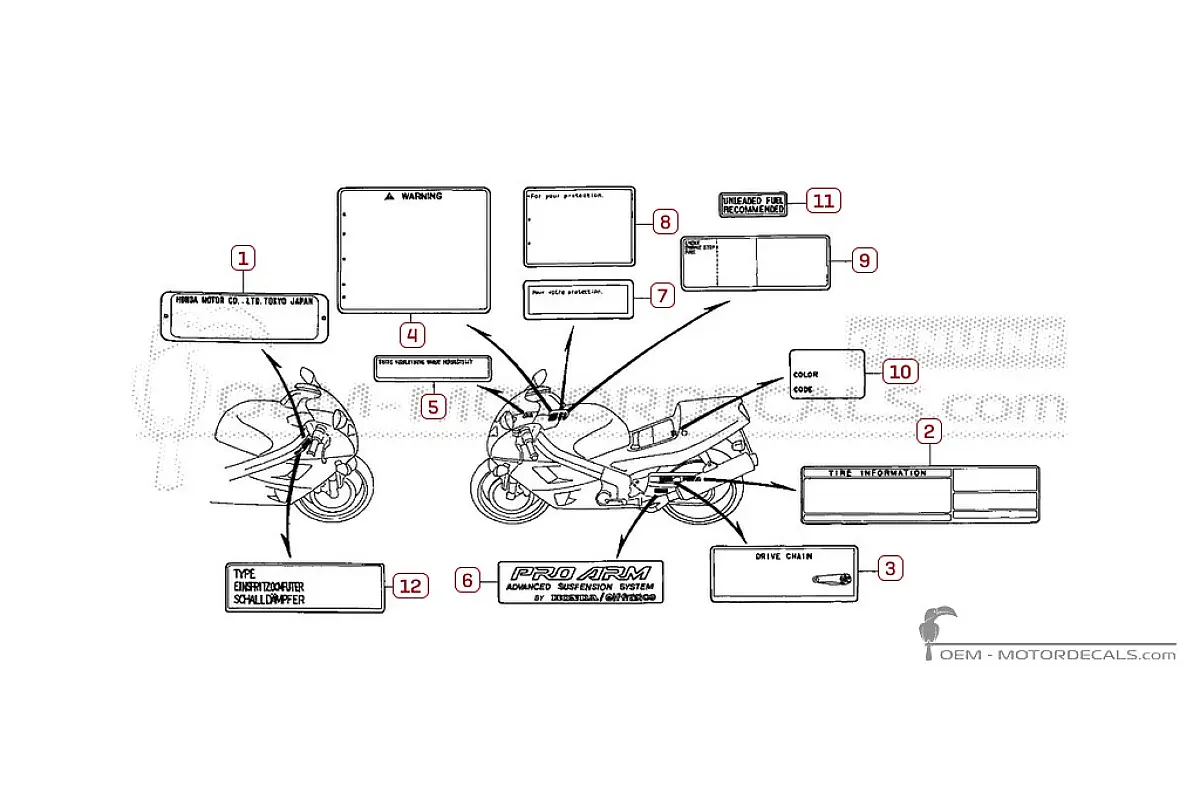 Naklejki do Naklejki ostrzegawcze • Honda Naklejki OEM