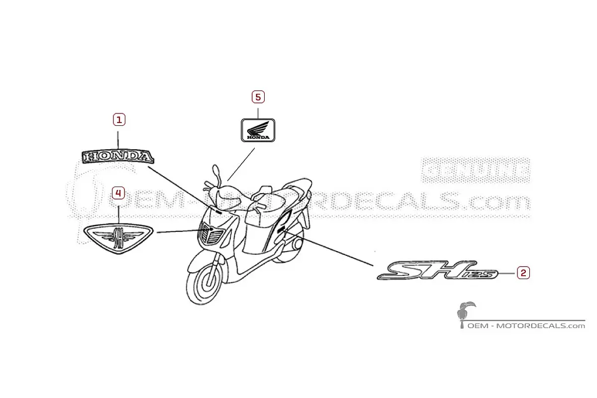 Autocollants pour Honda SH125i 2003 • Honda Autocollants OEM