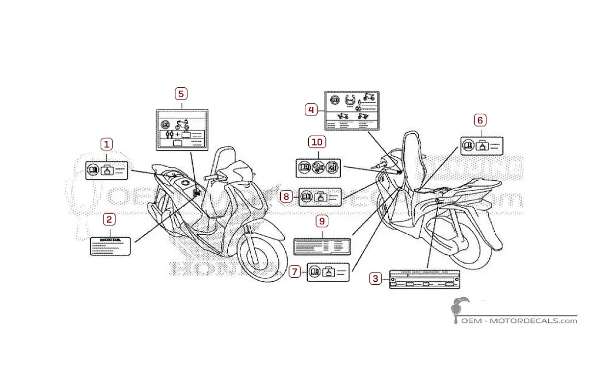 Decals for Caution labels • Honda OEM Decals