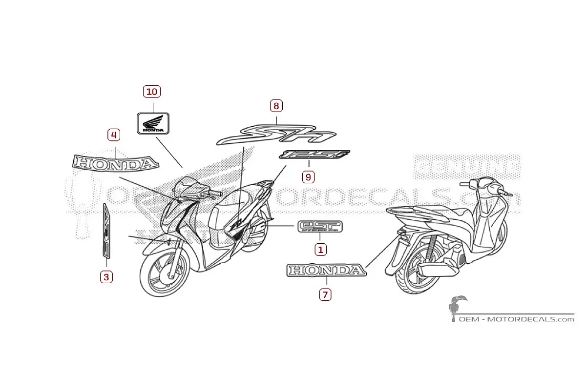 Pegatinas para Honda SH125i 2016 • Honda Pegatinas OEM
