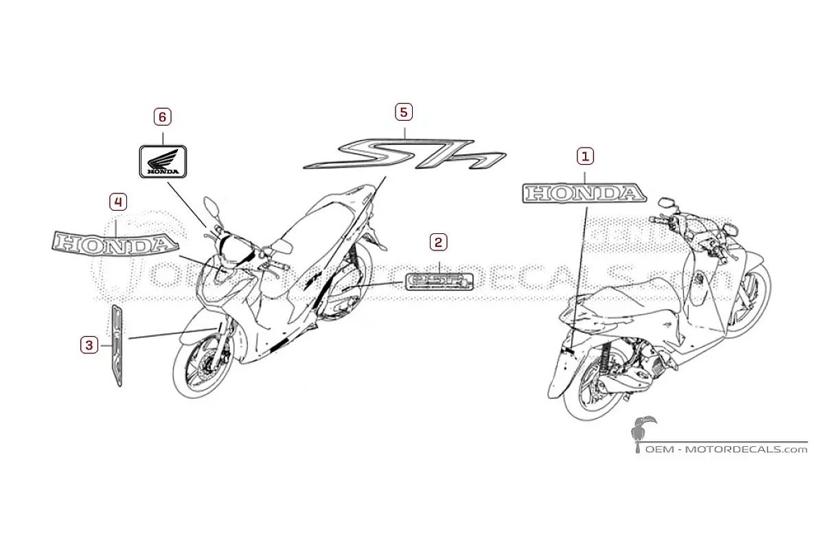Pegatinas para Honda SH125i 2020 • Honda Pegatinas OEM
